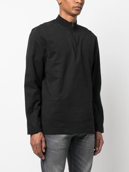 mock-neck cotton long-sleeve top