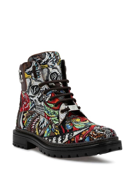 Mid Tattoo leather ankle boots