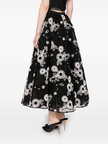 floral-embroidered A-line skirt