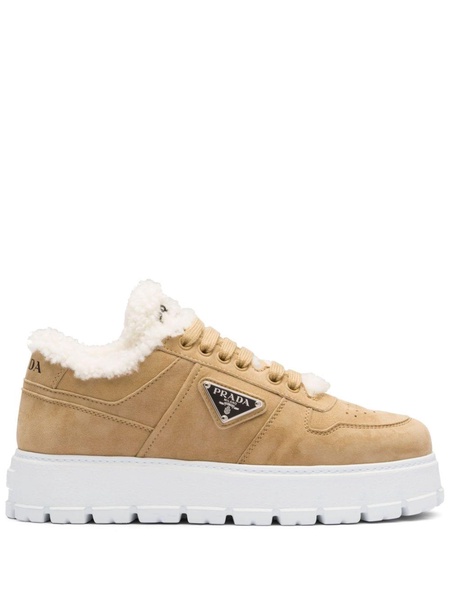 shearling-trim flatform sneakers