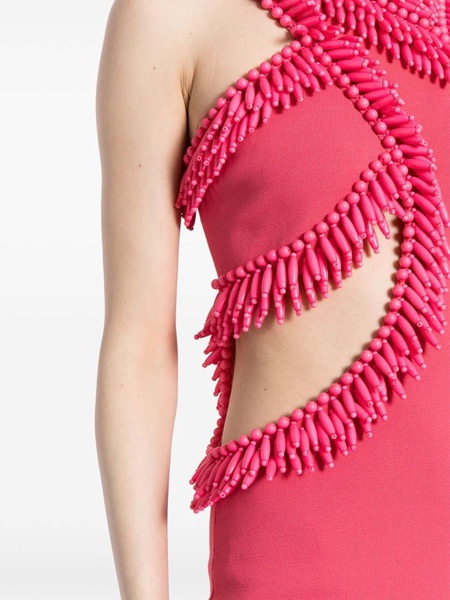 bead-embellished cut-out dress