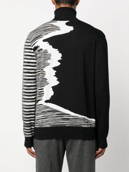 stripe-pattern roll-neck jumper