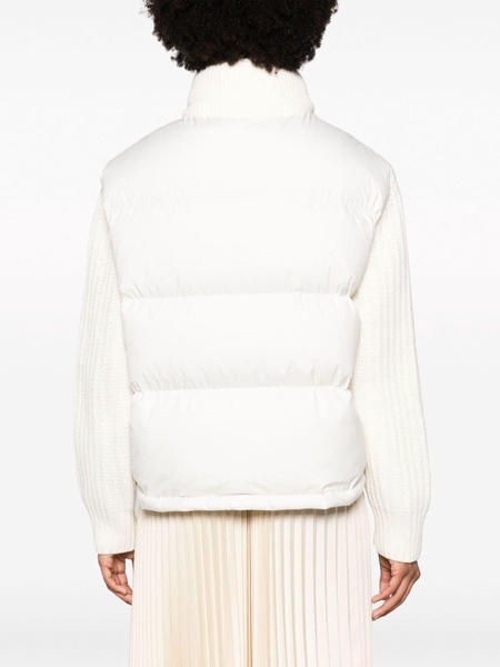 White Knit-Sleeve Puffer Jacket