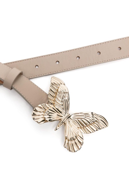 butterfly-buckle leather belt