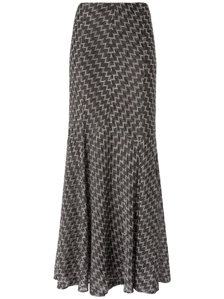 Zigzag lamé flared maxi skirt