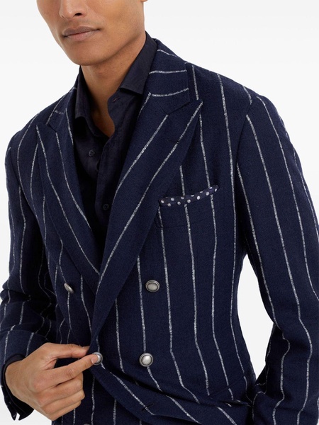 striped double-breasted blazer