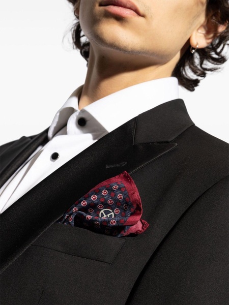 monogram-print silk pocket square