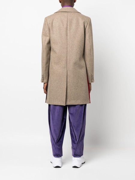 striped corduroy mid-length coat