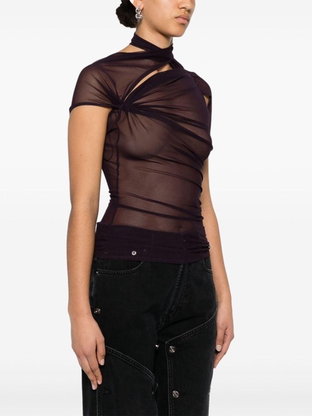 asymmetric draped mesh top