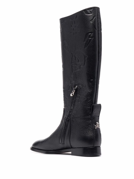 embossed-logo knee-high boots 