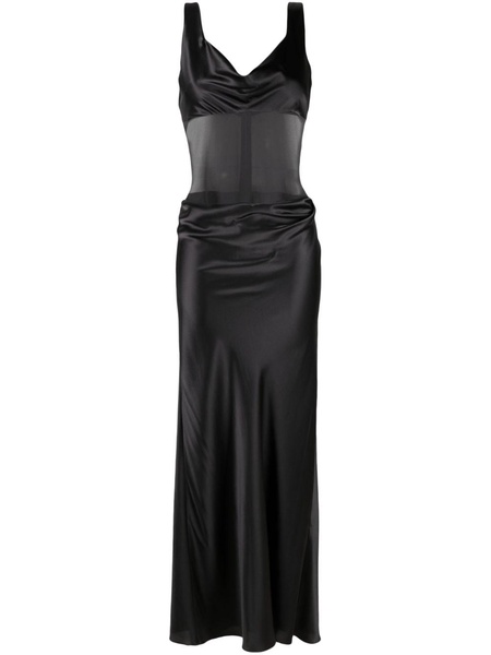 sheer-panel cowl-neck gown