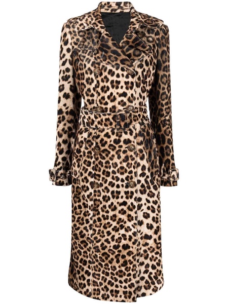 leopard-print trench coat