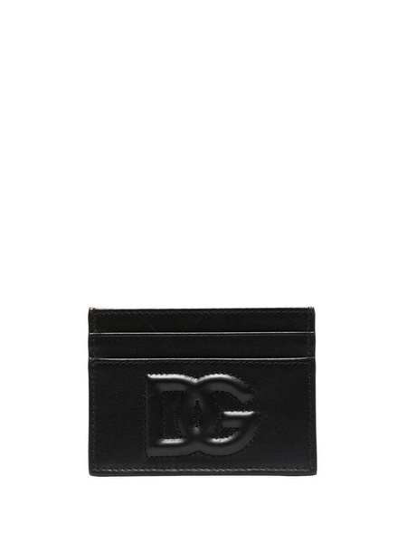 Calf leather card holder with embossed DG logo on the front