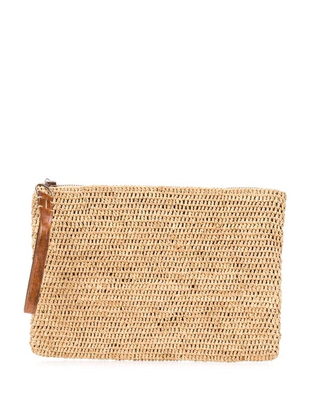 zipped woven clutch bag