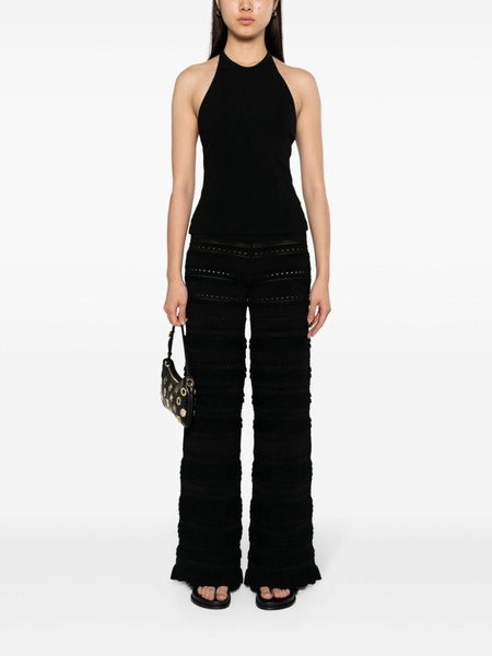 pointelle-knit straight-leg trousers