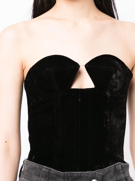 cut-out velvet-effect bustier