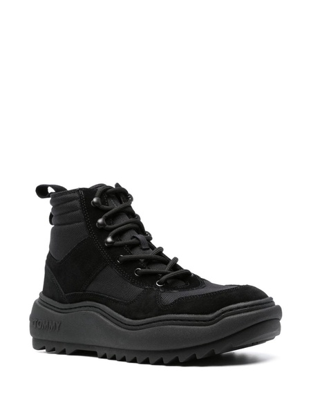 panelled lace-up boots