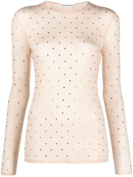 crystal-embellished semi-sheer top