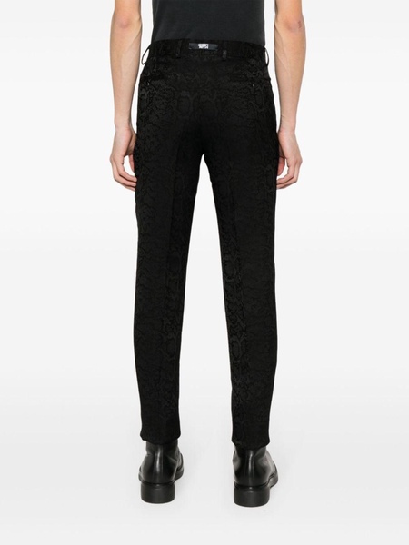 snakeskin-pattern slim-cut tailored trousers