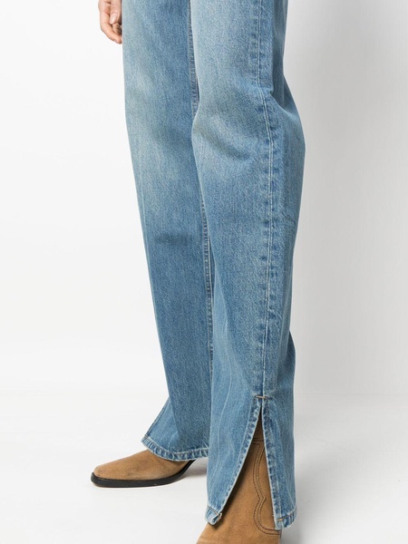 ankle-slit straight-leg jeans