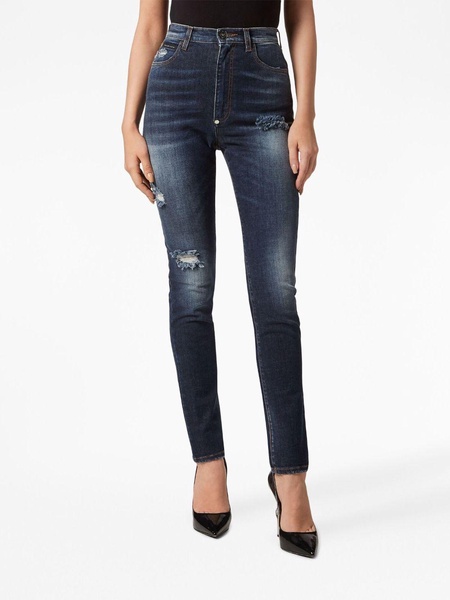 distressed-effect high-waisted jeggins