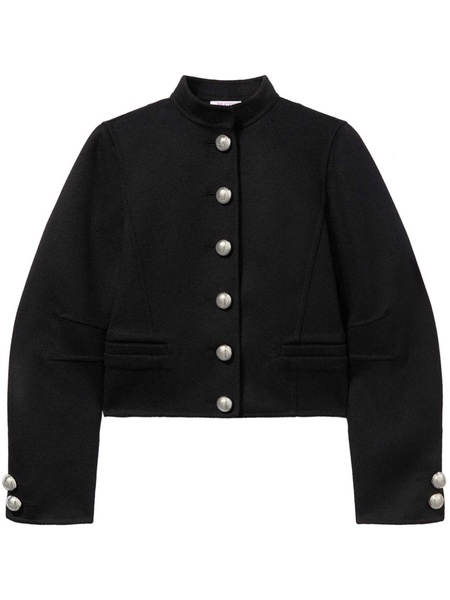 mock collar buttoned wool jacket