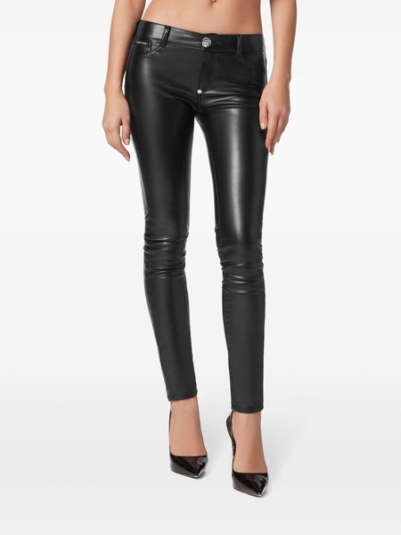 skinny-cut faux-leather trousers