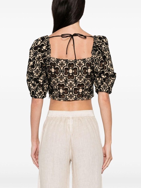 floral-detail cropped top 