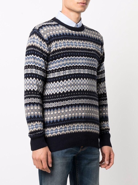 geometric-print wool jumper