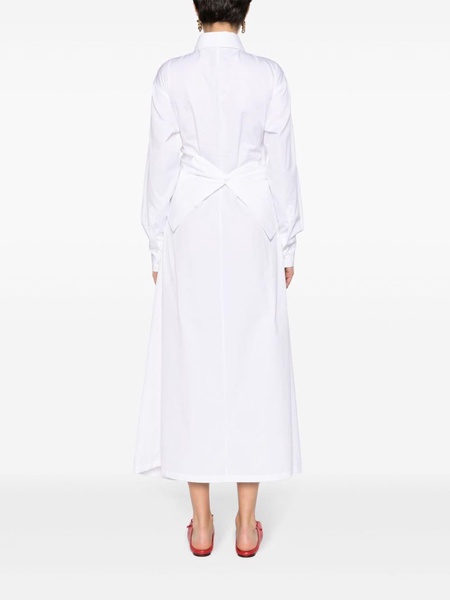 crossover-detail poplin shirtdress