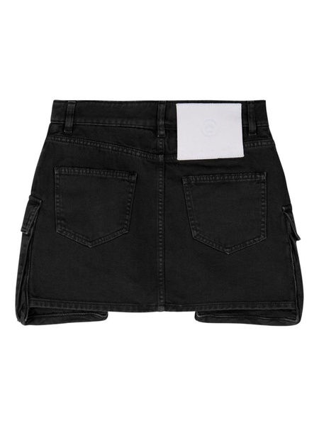 denim cargo mini skirt