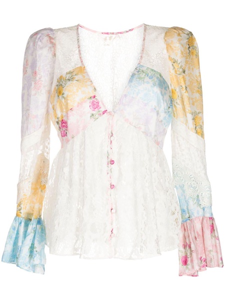 Priema patchwork silk blouse