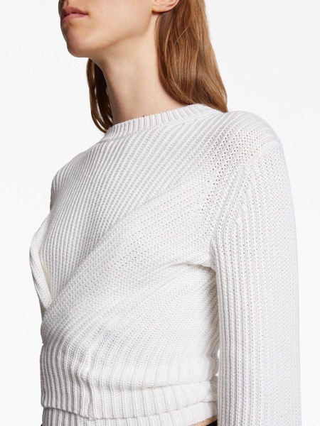 ribbed-knit wrap jumper