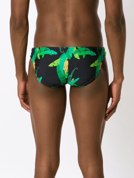 leaf-print swimming trunks