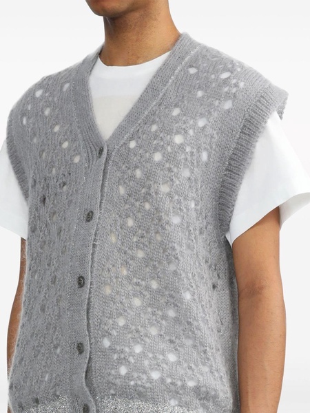 pointelle-knit glittered vest