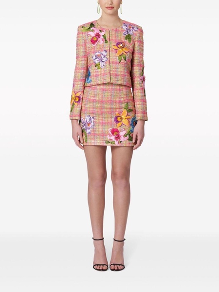 floral-embroidered tweed jacket