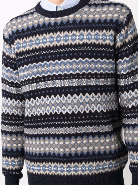 geometric-print wool jumper