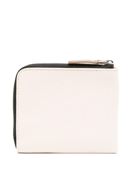 White Logo-Embroidered Leather Wallet