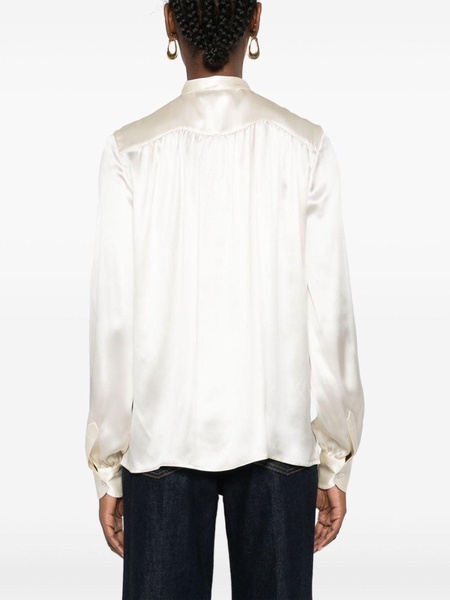 pussy-bow collar silk shirt