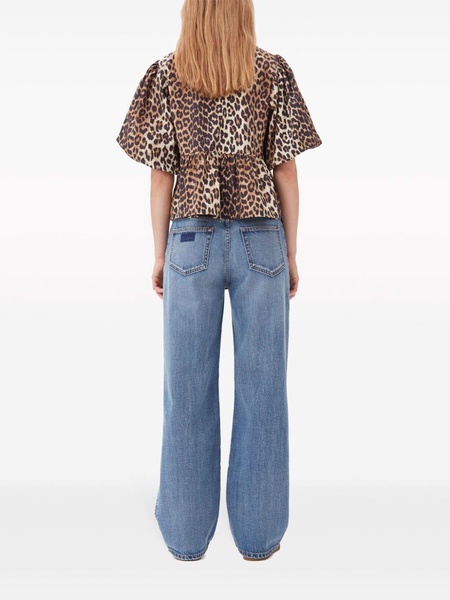 leopard-print organic-cotton blouse