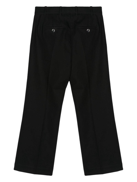 high-waisted flared trousers