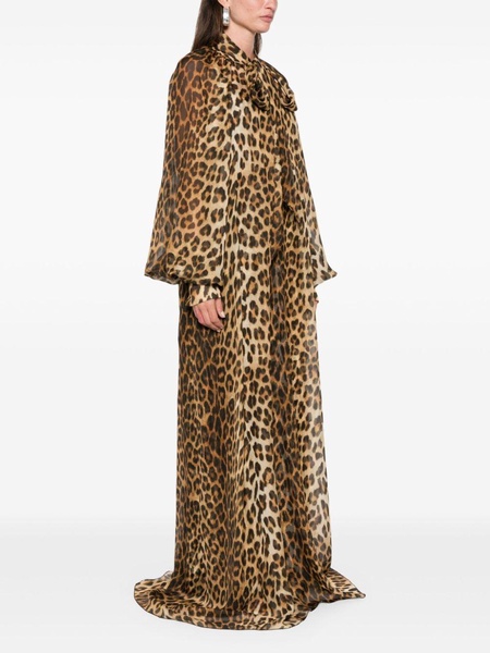 animal-print silk kaftan