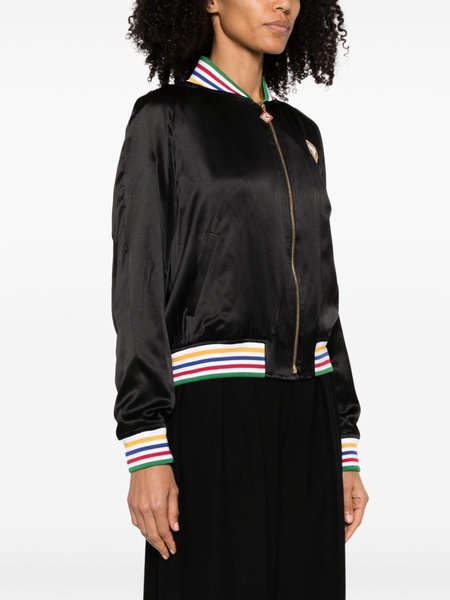 Rainbow Heart silk bomber jacket