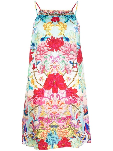 floral-print silk shift dress