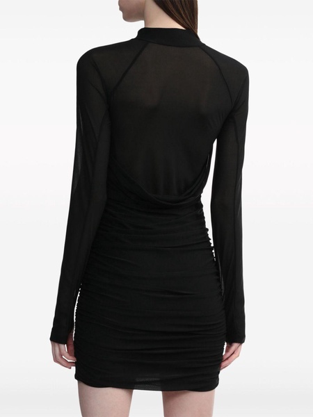 ruched long-sleeve minidress