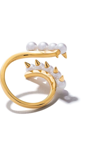 18kt yellow gold danger plus Collection Line Akoya pearl ring