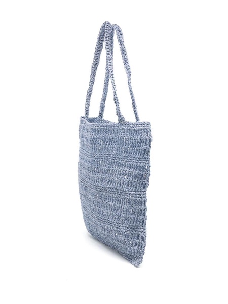 Sage straw shoulder bag