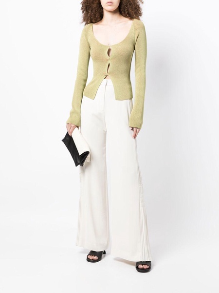 wide-leg ruched trousers