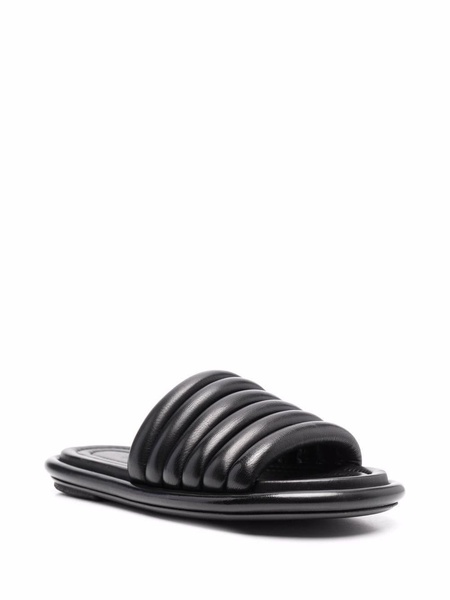 ribbed leather slides