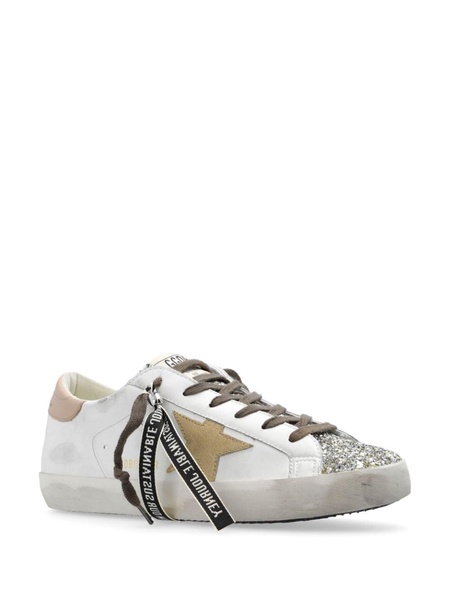 Golden Goose Super Star Bio Based Upper Glitter Toe Suede Star And Leather Heel Shoes